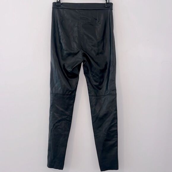 Zara Black Skinny Faux Vegan Leather Pants With Zipper Ankles XS - Picture 9 of 15